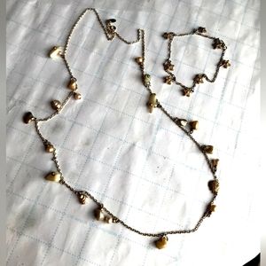 Starfish Bracelet & Sea Shell Charm Necklace Lot - Summer Time Ocean Beach Combo